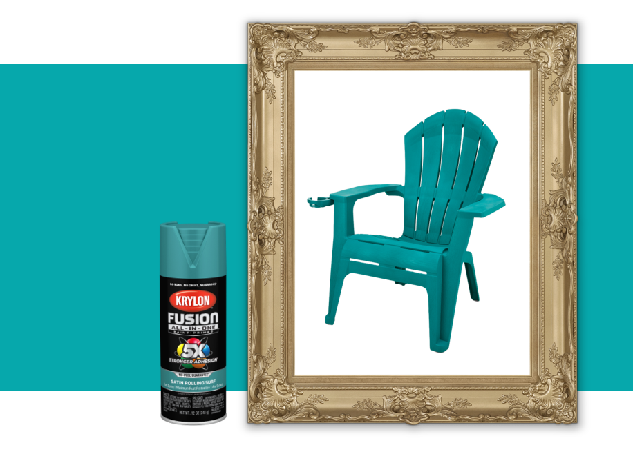 Blue chair with Krylon spray can.